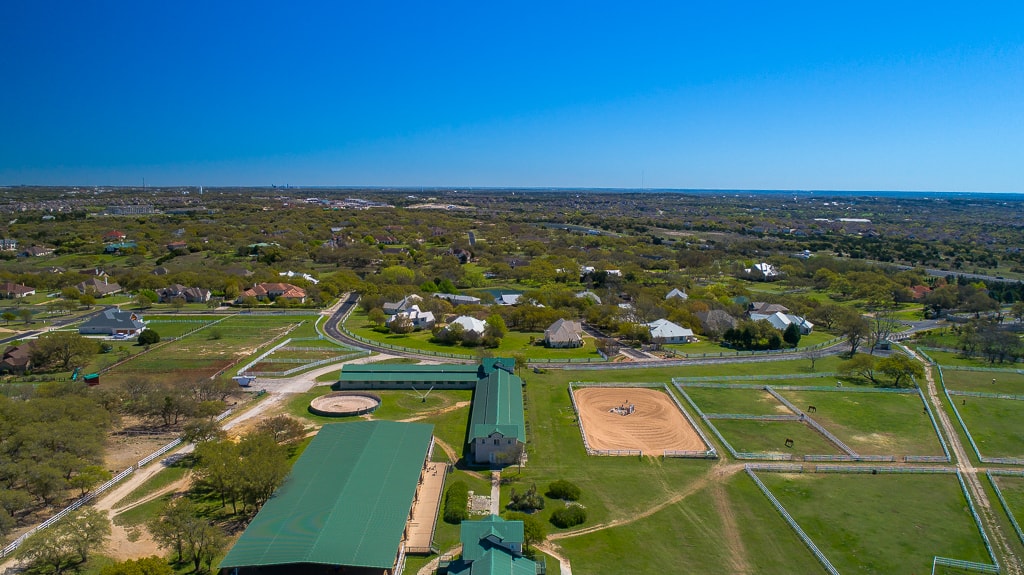 Aerial view over the south side of the property