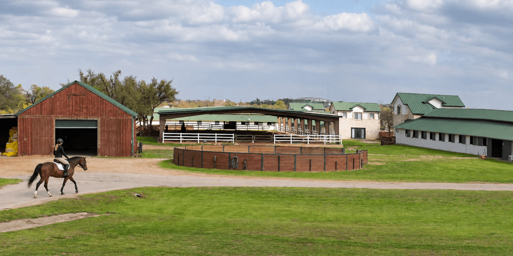Panoramic view across the Austin equestrian center